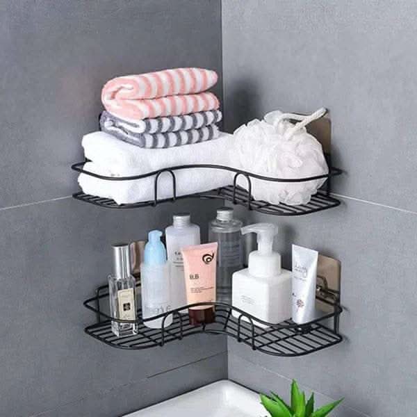 Wall Corner Rack For Bathroom & Kitchen With Hooks. - Raffa Store