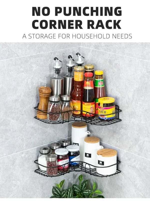 Wall Corner Rack For Bathroom & Kitchen With Hooks. - Raffa Store
