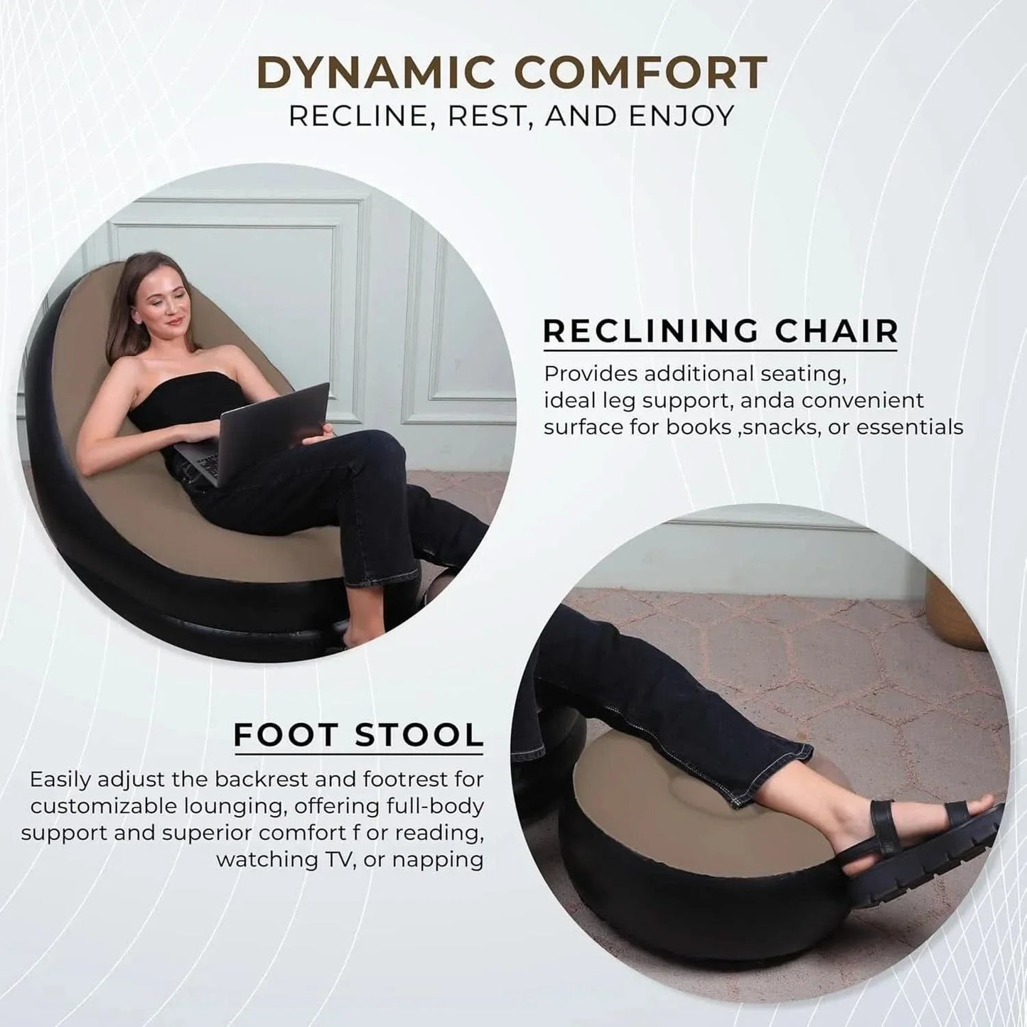 Inflatable Sofa with Footrest and Free Electric Inflator