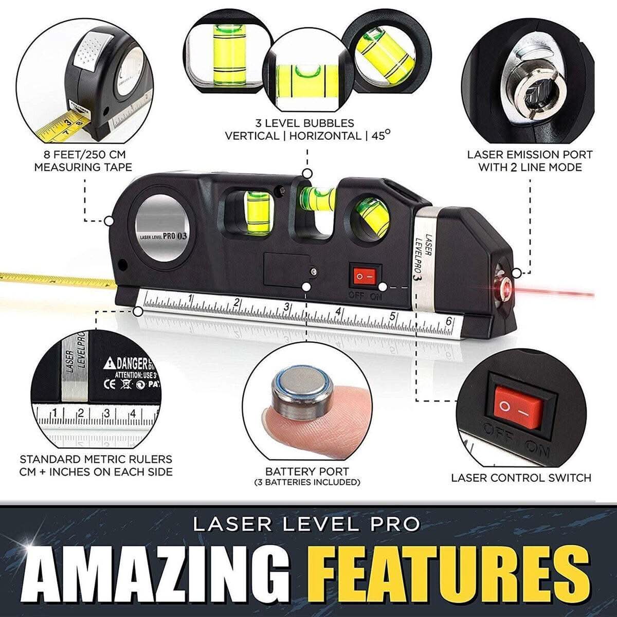 Laser Level with Built-in Tape – USA Imported - Raffa Store