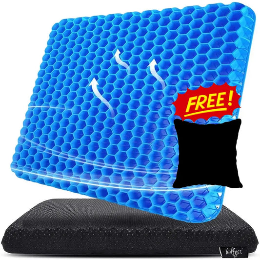 Gel Seat Cushion for Comfort & Support With FREE Black Cover